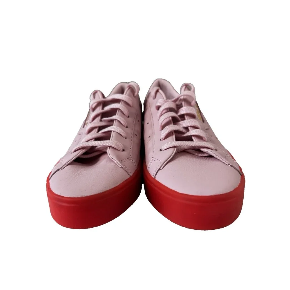 Adidas Originals Sleek Pink Neon Red Leather Sneakers 9.5 Statement Streetwear